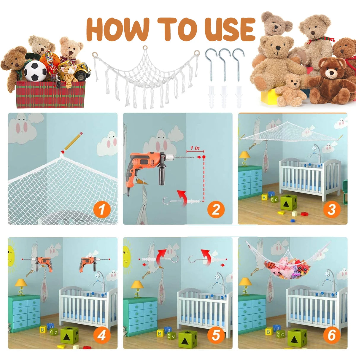 Stuffed Animal Net: Elastic Toy Hammock & Storage Organizer